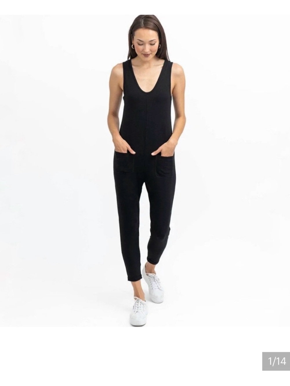 Smash + Tess Black Scoop-Neck Sleeveless Jumpsuit